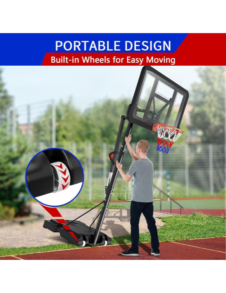 Aro de Baloncesto Portátil FAHKNS Ajustable 1.68-3.05m 44"