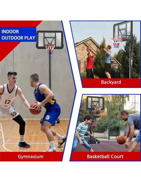 Aro de Baloncesto Portátil FAHKNS Ajustable 1.68-3.05m 44"