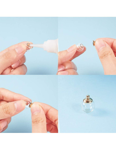 50 Mini Botellas de Vidrio 12mm PH PandaHall con Tapas de Latón