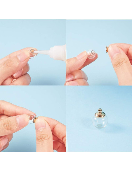 50 Mini Botellas de Vidrio 12mm PH PandaHall con Tapas de Latón