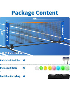 Conjunto de Pickleball Furypiont 10 m con 2 Palas y 8 Pelotas 2