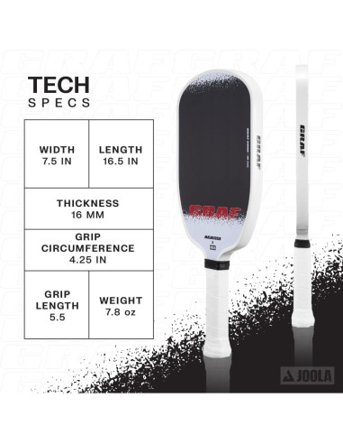 Paleta de Pickleball JOOLA GRAF Edge 16mm Fibra de Carbono