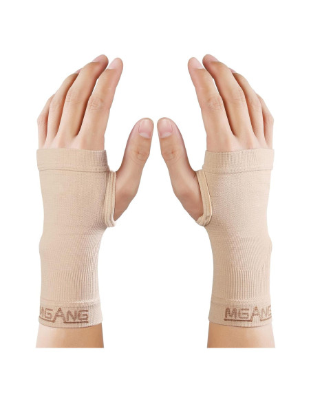 Guantes de Compresión MGANG para Muñeca Unisex Beige L