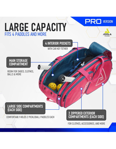 Bolsa de Pickleball JOOLA Tour Elite Pro - Mochila Duffle 12 Compartimentos