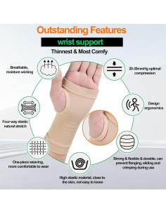 Guantes de Compresión MGANG para Muñeca Unisex Beige L 2
