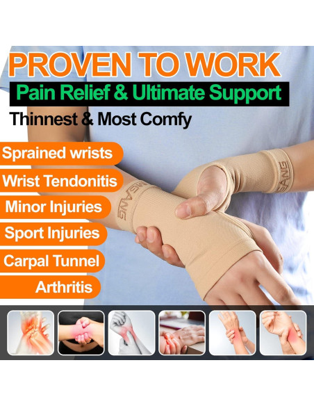 Guantes de Compresión MGANG para Muñeca Unisex Beige L