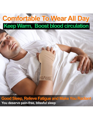 Guantes de Compresión MGANG para Muñeca Unisex Beige L