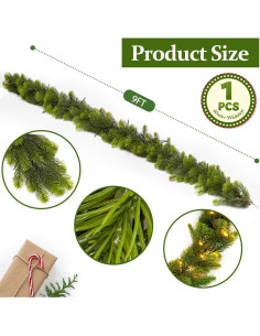 Guirnalda Navideña de Pino Norfolk 2.74 m con Luz LED Noiclub 2