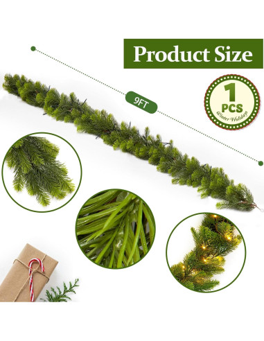 Guirnalda Navideña de Pino Norfolk 2.74 m con Luz LED Noiclub