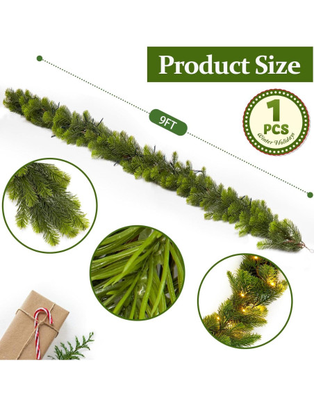 Guirnalda Navideña de Pino Norfolk 2.74 m con Luz LED Noiclub