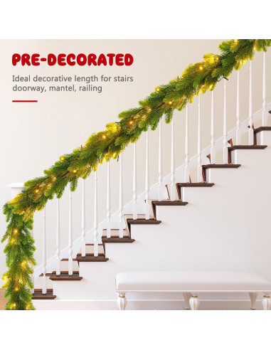 Guirnalda Navideña de Pino Norfolk 2.74 m con Luz LED Noiclub