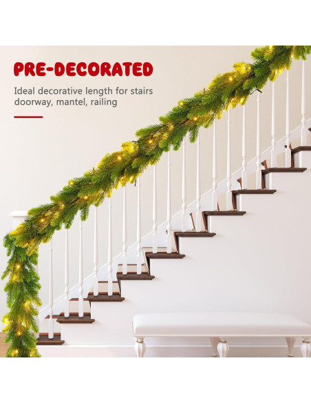 Guirnalda Navideña de Pino Norfolk 2.74 m con Luz LED Noiclub