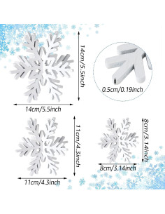 Bucherry 12 Piezas Decoración de Mesa Copo de Nieve 3D Blanca 2