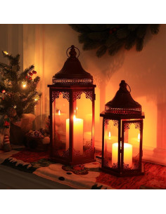 Conjunto de Faroles Navideños NEEDOMO 2 Piezas Rojo 55.88 cm 2