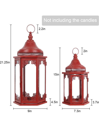 Conjunto de Faroles Navideños NEEDOMO 2 Piezas Rojo 55.88 cm