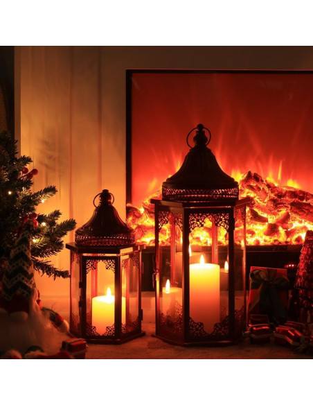 Conjunto de Faroles Navideños NEEDOMO 2 Piezas Rojo 55.88 cm