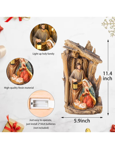 Conjunto de Natividad MUMTOP con Pesebre y Luces LED 29 cm
