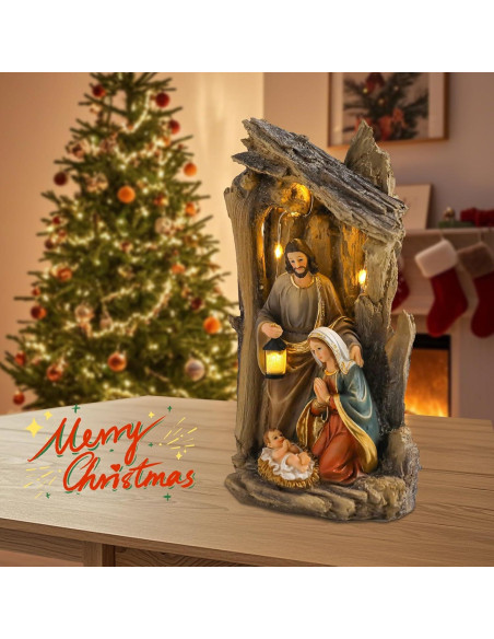 Conjunto de Natividad MUMTOP con Pesebre y Luces LED 29 cm