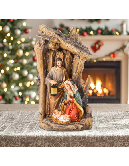 Conjunto de Natividad MUMTOP con Pesebre y Luces LED 29 cm