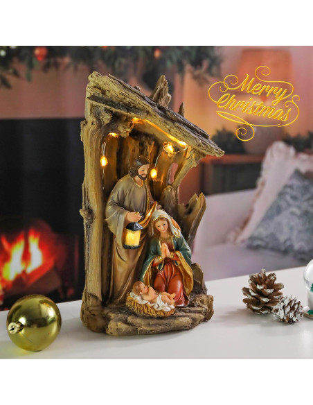 Conjunto de Natividad MUMTOP con Pesebre y Luces LED 29 cm