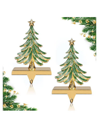Soportes para Calcetines de Navidad JUSTOTRY 2Pcs Dorado Verde