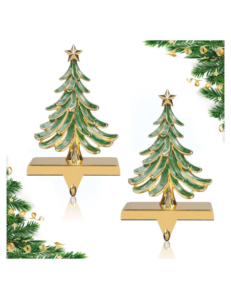 Soportes para Calcetines de Navidad JUSTOTRY 2Pcs Dorado Verde