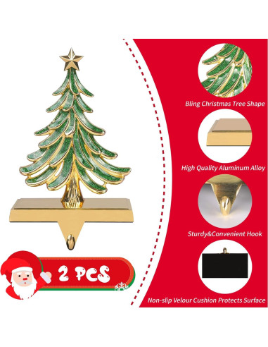 Soportes para Calcetines de Navidad JUSTOTRY 2Pcs Dorado Verde