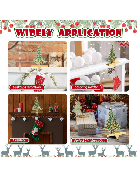 Soportes para Calcetines de Navidad JUSTOTRY 2Pcs Dorado Verde