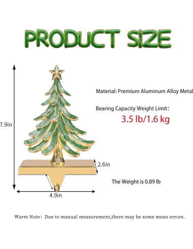 Soportes para Calcetines de Navidad JUSTOTRY 2Pcs Dorado Verde