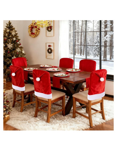 Juego de 4 Fundas de Silla Navideñas Vellibring Terciopelo