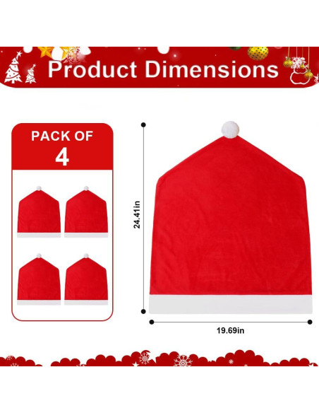 Juego de 4 Fundas de Silla Navideñas Vellibring Terciopelo