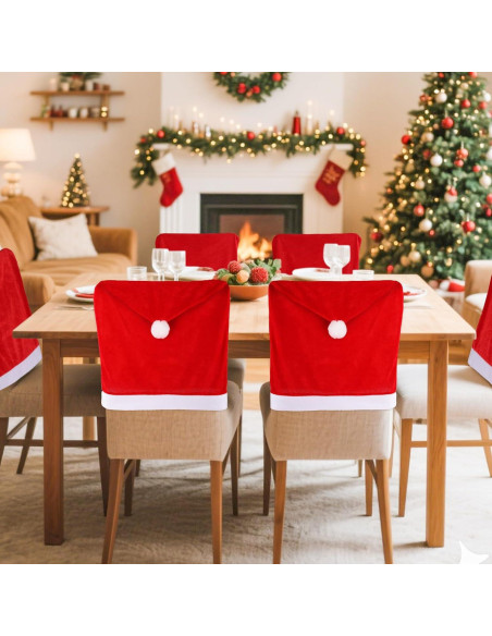 Juego de 4 Fundas de Silla Navideñas Vellibring Terciopelo