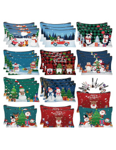 30 Bolsas de Maquillaje de Navidad Lona con Cremallera 23x15cm