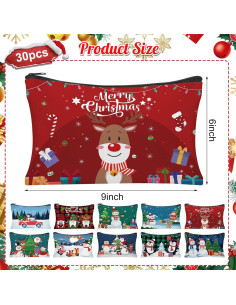30 Bolsas de Maquillaje de Navidad Lona con Cremallera 23x15cm 2