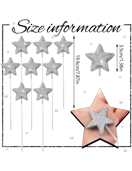 Palitos Florales Plateados Suzile 60 Pcs 20.32 cm Estrella