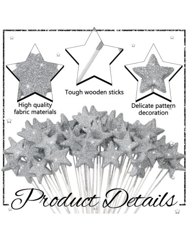 Palitos Florales Plateados Suzile 60 Pcs 20.32 cm Estrella
