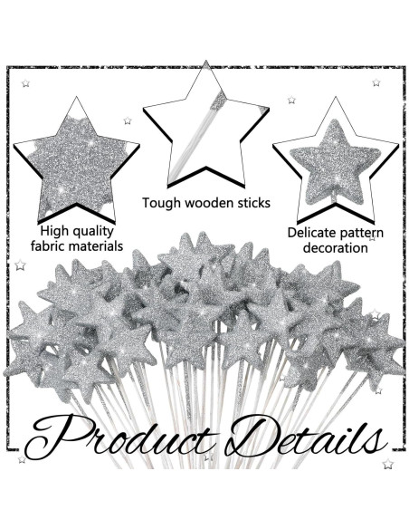 Palitos Florales Plateados Suzile 60 Pcs 20.32 cm Estrella