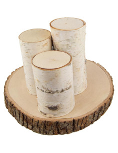 Set de 3 Pilares de Abedul Blanco Wilson - 7.6, 12.7 y 17.8 cm 2