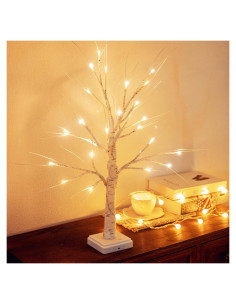 Árbol de Navidad Abedul Woohaha 0.61m con 24 LED Luz Cálida