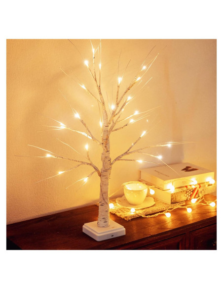 Árbol de Navidad Abedul Woohaha 0.61m con 24 LED Luz Cálida