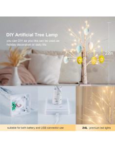 Árbol de Navidad Abedul Woohaha 0.61m con 24 LED Luz Cálida 2