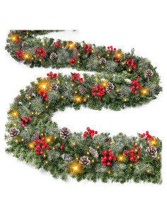 Guirnalda Navideña Preiluminada 2.74m con 50 LED y Adornos
