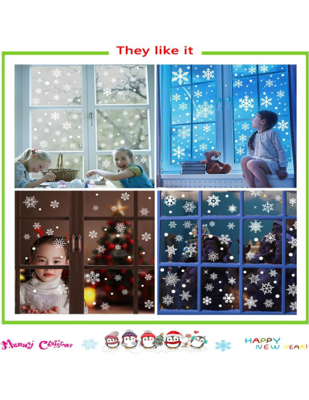 Adhesivos de Ventana de Copos de Nieve Afmivs 321pcs Decoración Navidad