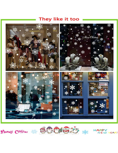 Adhesivos de Ventana de Copos de Nieve Afmivs 321pcs Decoración Navidad