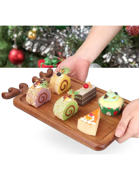 Bandeja de Navidad Renawe de Madera Acacia 35.56x20.32cm