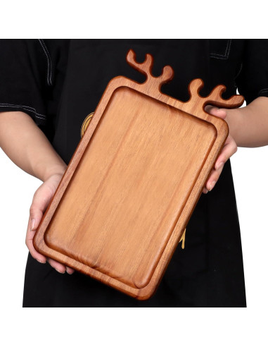 Bandeja de Navidad Renawe de Madera Acacia 35.56x20.32cm