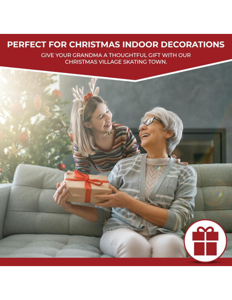 Pueblo Navideño Animado Top Treasures con Patinadores 38.6 cm