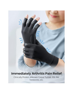 Guantes de Cobre FREETOO para Artritis Medianos Negros 2