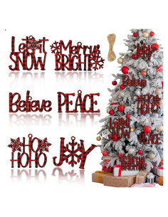 6 Piezas Adornos de Madera Navidad Creer Alegría Paz 20cm