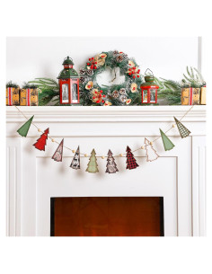 Guirnalda de Madera 2.5m Cinnvoice Árbol Navidad Rojo Verde